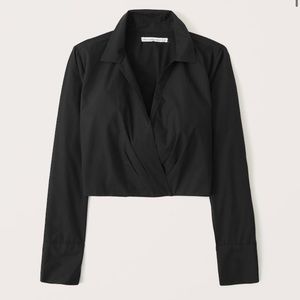 Abercrombie & Fitch Long-Sleeve Poplin Wrap Top